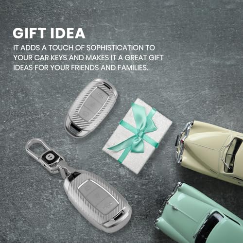 Image of Keyzone Silverstar TPU Key Cover with Keychain, Compatible with Hyundai i20, Verna, Kona, 3 Button Smart Key (Compare Key Shape Before Order) (Silver)