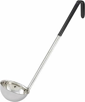 Stainless Steel Ladle with Black Handle, 6-Ounce, Medium