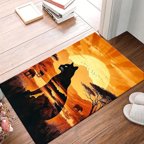 Tapis de sol de canapé antidérapant 160x230 cm imprimé chat 3D lavable