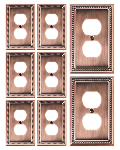 TREEWELL 8-Pack Duplex Switch Plates and Outlet Covers, Antique Copper