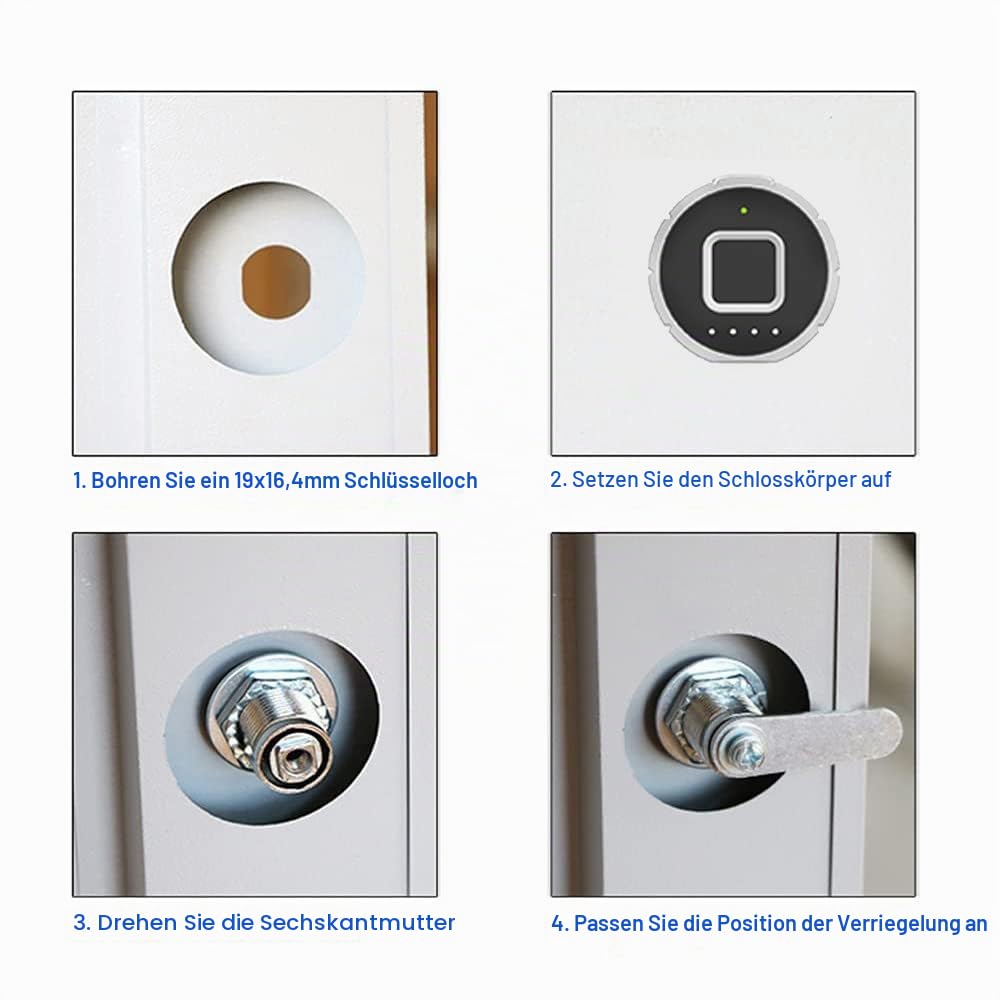 Fingerabdruck Schubladen schloss eLinkSmart Phone App Kabinett schloss 20MM (17MM) Biometrisches Nockenschloss mit 3-Größen Rohr​ Cam 20 Fingerprints 1000+ App Benutzer unterstützt iOS Watch