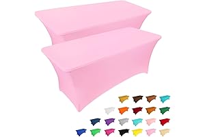 Perfect Touch for Festive Occasions: 2-Pack 6FT Stretch Fitted Pink Tablecloths