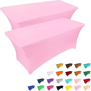 IVAPUPU 2 Pack 6FT Table Cloth for Rectangular Fitted Events Stretch Pin...
