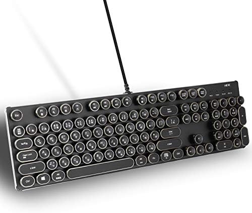 HKW, Mechanical Typewriter Inspired Keyboard, Blue Stem, 104 Keys, USB Wired, Japanese Keyboards, (Antique)