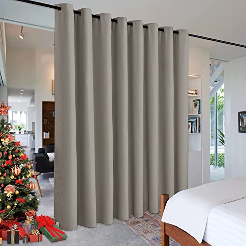 Image of RYB HOME Extra Wide Curtains for Divider Room Separation Soundproof Temporary Door Curtains for Bedroom Closet Office Theatre Garage Living Room Privacy Drop Cloth, W 180 x L 84 inches, Sand
