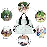 Sinestour Teal Bow Print Insulated Lunch Bag Reusable Lunch Bag Cooler Adjustable Shoulder Strap for School Office Picnic Adults Men Women - Image 3