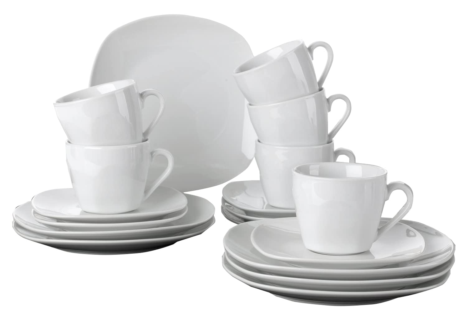 Kaffee-Service Kaffeegeschirr Geschirrset | 18-TLG. (6 Personen) | Weiß | Porzellan