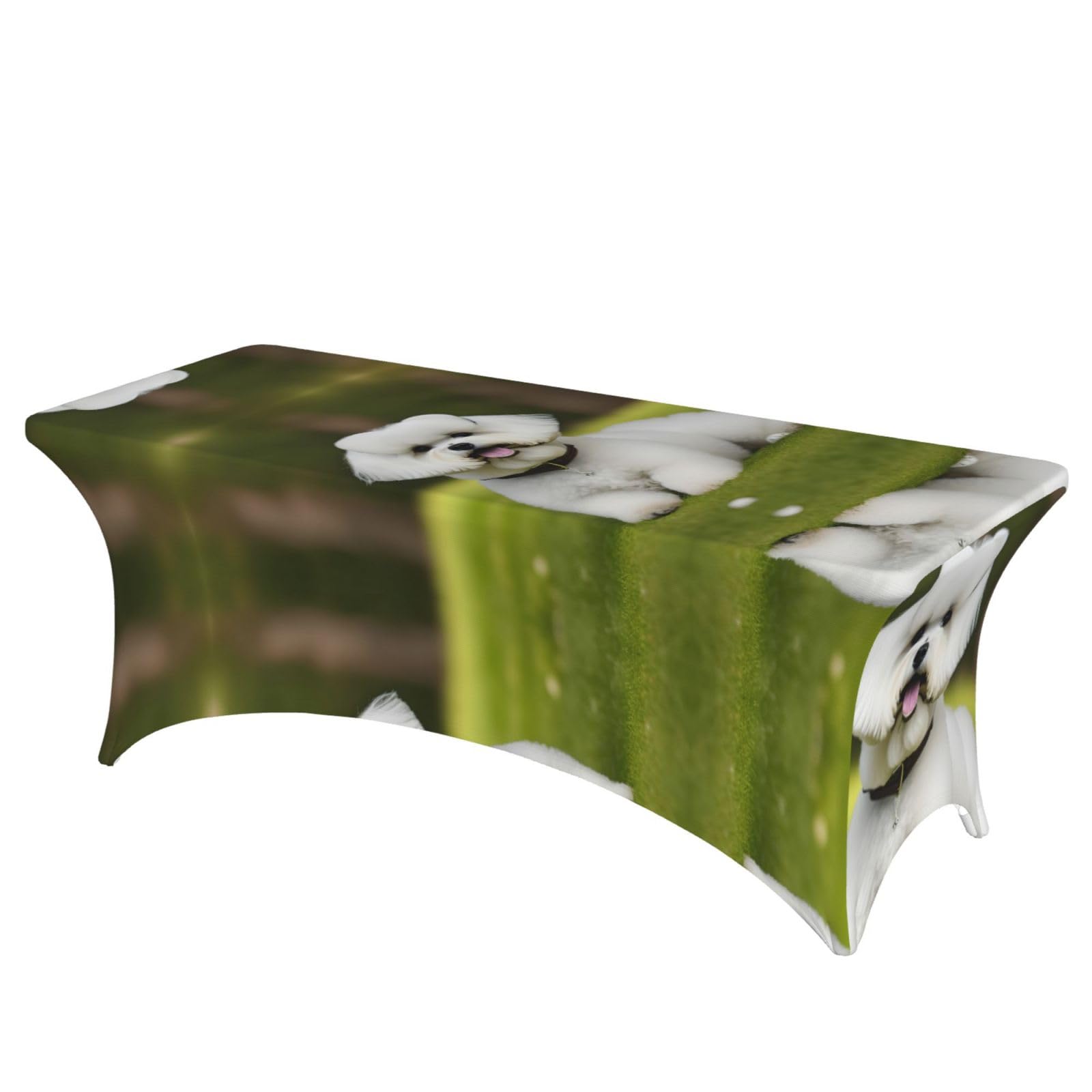 Nappe de mariage et anniversaire imprimé bichon frisé pour table 1,8m