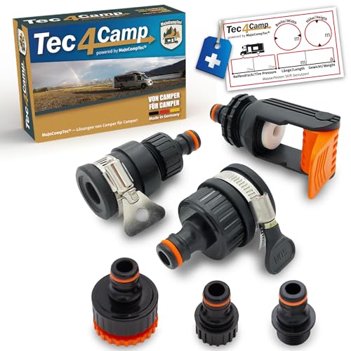MaJoCompTec® ALLCONNECT Kit de raccordement universel pour robinet d'eau | Raccord de robinet d'eau réglable pour robinet extérieur sans filetage | Kit...
