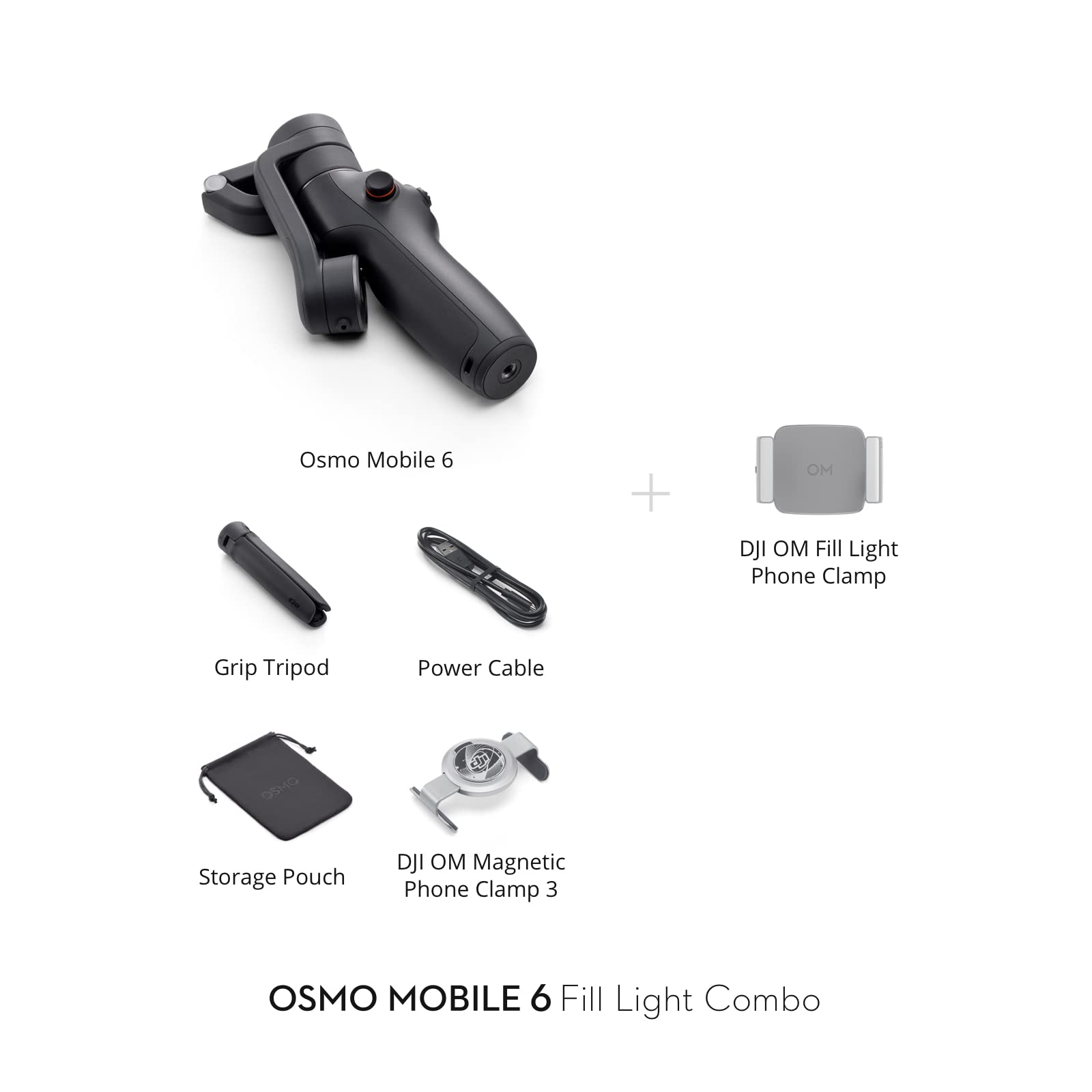 DJI Osmo Mobile 6 Fill Light Combo, 3-Axis Phone Gimbal, Built-in