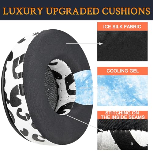 Image of SOULWIT Cooling-Gel Earpads Replacement for Skullcandy Hesh & Hesh 2 Wireless Over-Ear Headphones, Ear Pads Cushions with Noise Isolation Foam - Snow Leopard