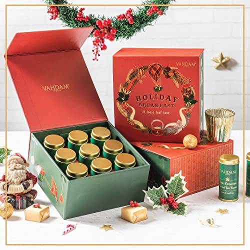 VAHDAM, Holiday Breakfast - Christmas Tea Gift Sets (90+ Cups) 9 Loose Leaf Tea - Luxury Gift Box | Christmas gifts 2023 Ideas | Christmas Gifts For Women, Men & Adults I Holiday Tea Gift Box - Image 6