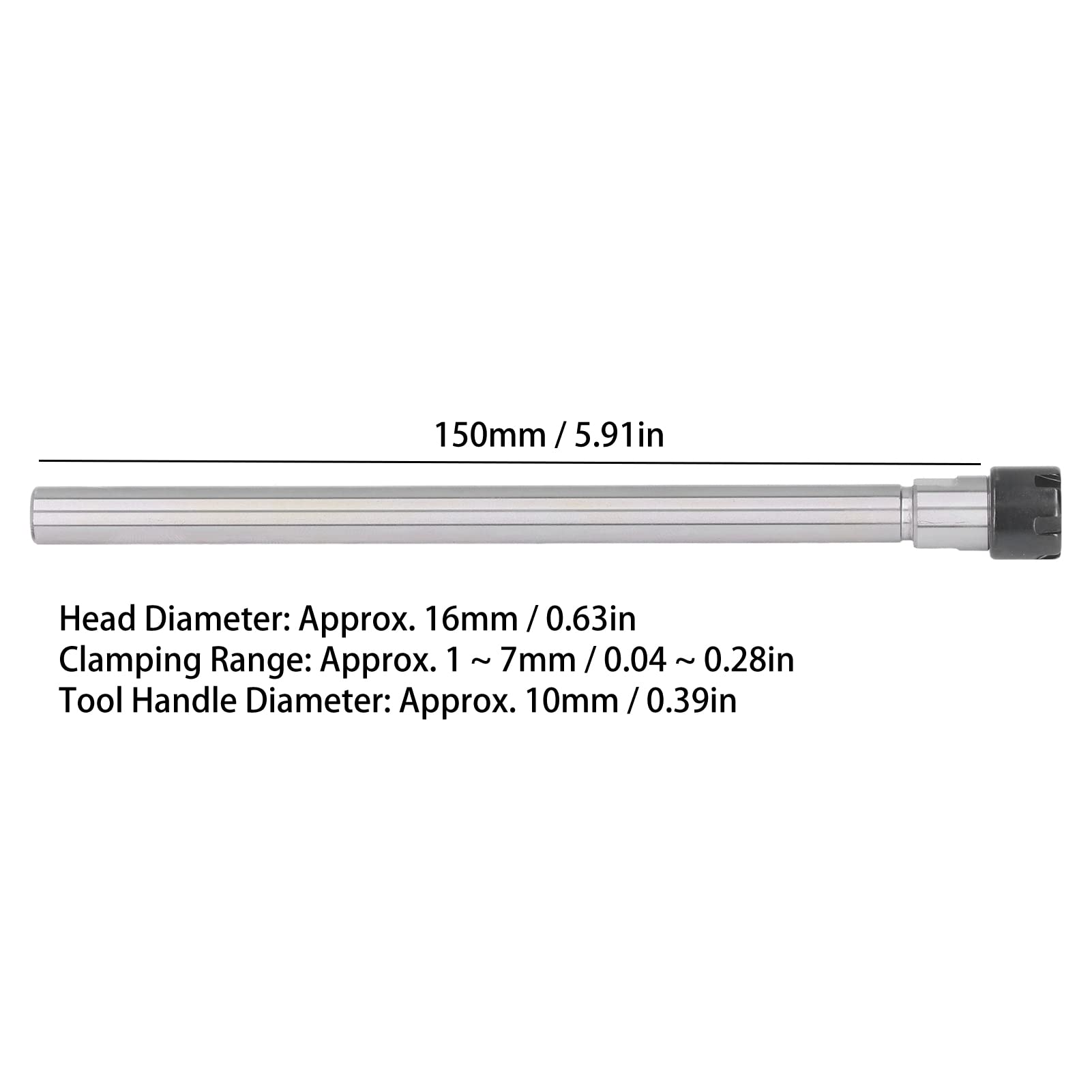 Hilitand Portapinze ER11 100 Portapinze Asta di Prolunga con Gambo Dritto con Chiave per Utensile per Tornio per Fresatura CNC Gamma di Serraggio 1-7 Mm, Pinze(C10-ER11M-150L)