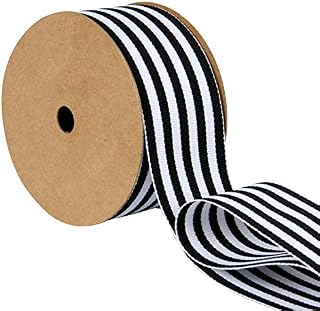 RUSPEPA Black and White Striped Grosgrain Ribbon - Gift Wrap Ribbon for Wedding Party Birthday Bridal Decoration - 38 mm x 9.14 m/Spool