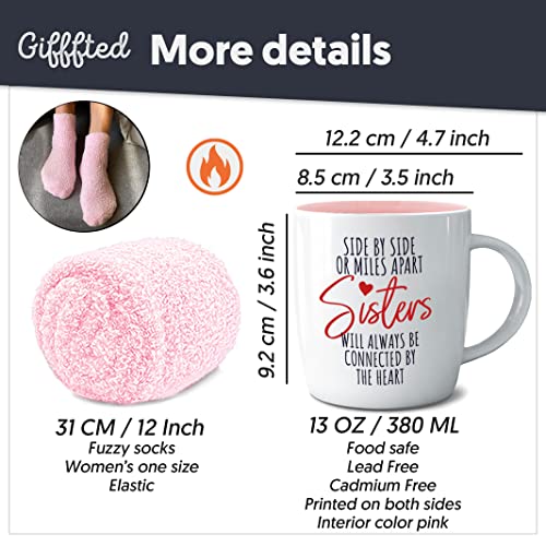 Triple Gifffted Sisters Gifts From Sister - Best Sister Ever Coffee Mug And Socks, Gift Idea For Sister On Christmas, Women's Birthday, Rakhi, Valentines, Mothers Day Mugs, Connected By Heart #TOP5