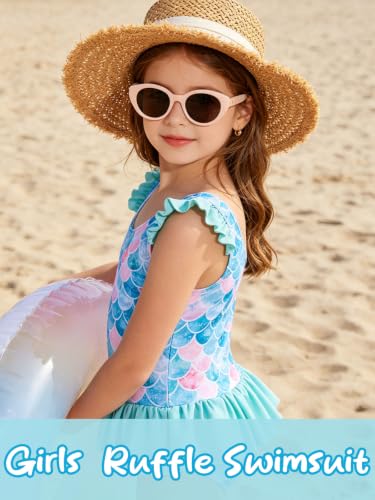 Image of Vieille Toddler Girls Swimsuits One Piece Ruffle Bathing Suits 2-7T
