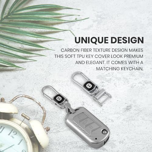 Image of keyzone silverstar TPU key cover & keychain fit for Mahindra Thar, Thar Roxx, Scorpio, Bolero, XUV700, XUV400, XUV3XO, XUV300, TUV300, Marazzo (Silver)