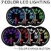 GlowShift Tinted 7 Color 10,000 RPM Tachometer Tach Gauge - for 1-10 Cylinder Gas Powered Vehicle Engines - Includes Wiring - Multi-Color Display - Black Dial - Smoked Lens - 2-1/16