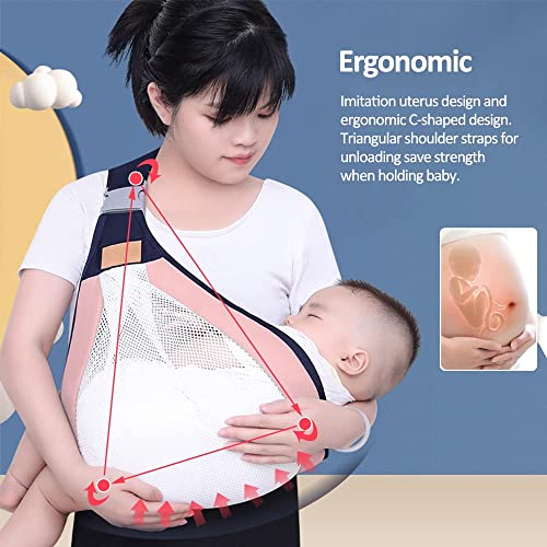 HINATAA Breathable Baby Sling, Adjustable Baby Carrier, Baby Carrier Wrap, Quick Dry, Thick Shoulder Straps for 0-36 Months Baby (Pink B) - Image 3
