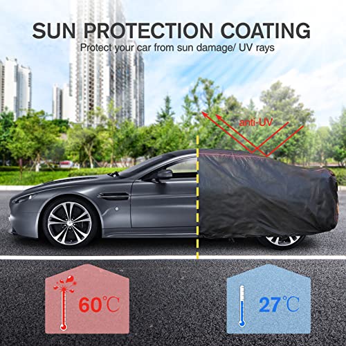 Car Cover Waterproof All Weather, 6 Layers Full Exterior Covers With Zipper Cotton, Mirror Pocket. Outdoor Car Cover Uv Snow Rain Wind Dust All Weather Outdoor Protection For Sedan (190-195 Inch) #TOP6
