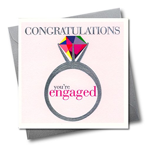 Claire Giles Greeting Cards, Wedding Engagement Card, Ring Design Congratulations You're Engaged Card, Embossed and Foiled Text