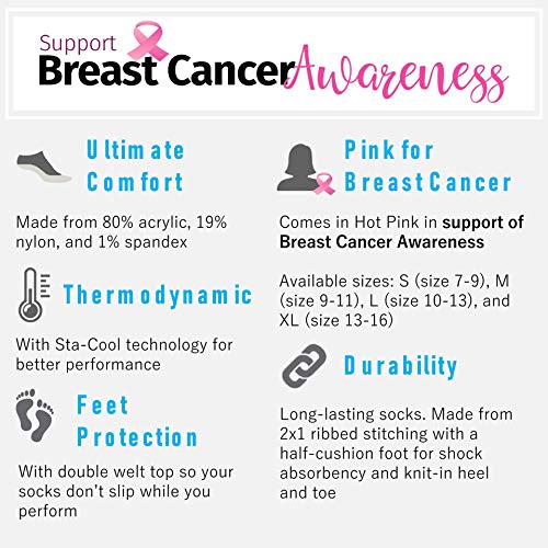 Hot Pink All Sport Athletic Socks For Awareness (Large 10-13)2