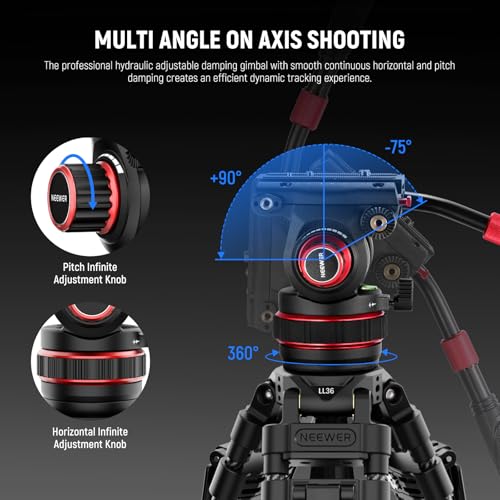 Neewer LL36 78" Video Tripod With Fluid Head, One Step Fast Lock Carbon Fiber Dslr Tripod, Professional Heavy Duty Camera Tripod With Damping Adjustable, Qr Plate Compatible With Dji Rs - 2