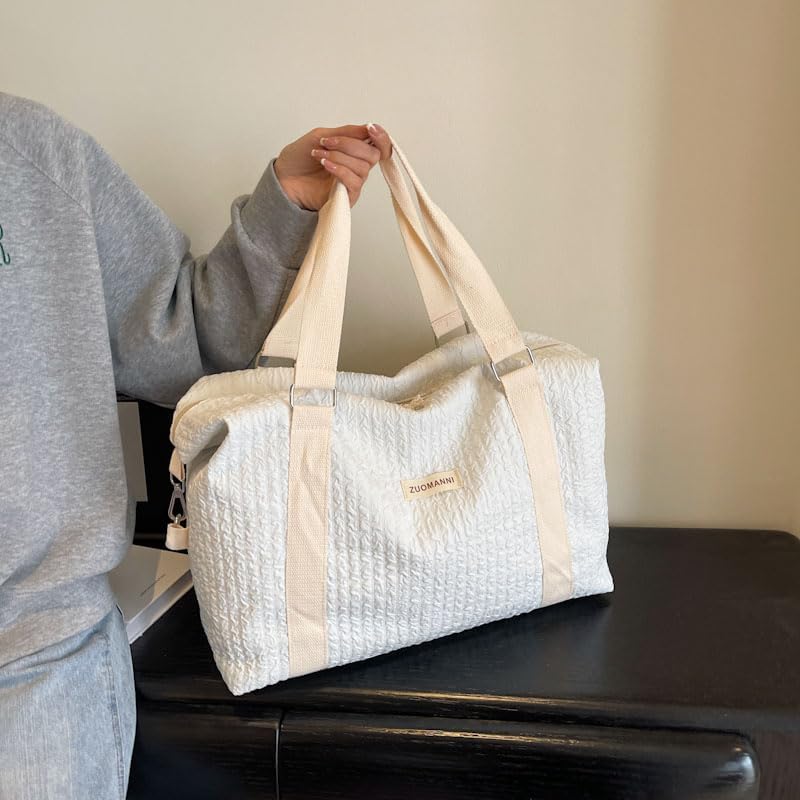 Travel Duffle Bag,Weekender Bags for Women Men,Overnight Carry On Tote Bags,Large Sports Gym Bags Portable Double Layer Wet Pocket Traveling Duffel Tote Bag Grey - Image 5