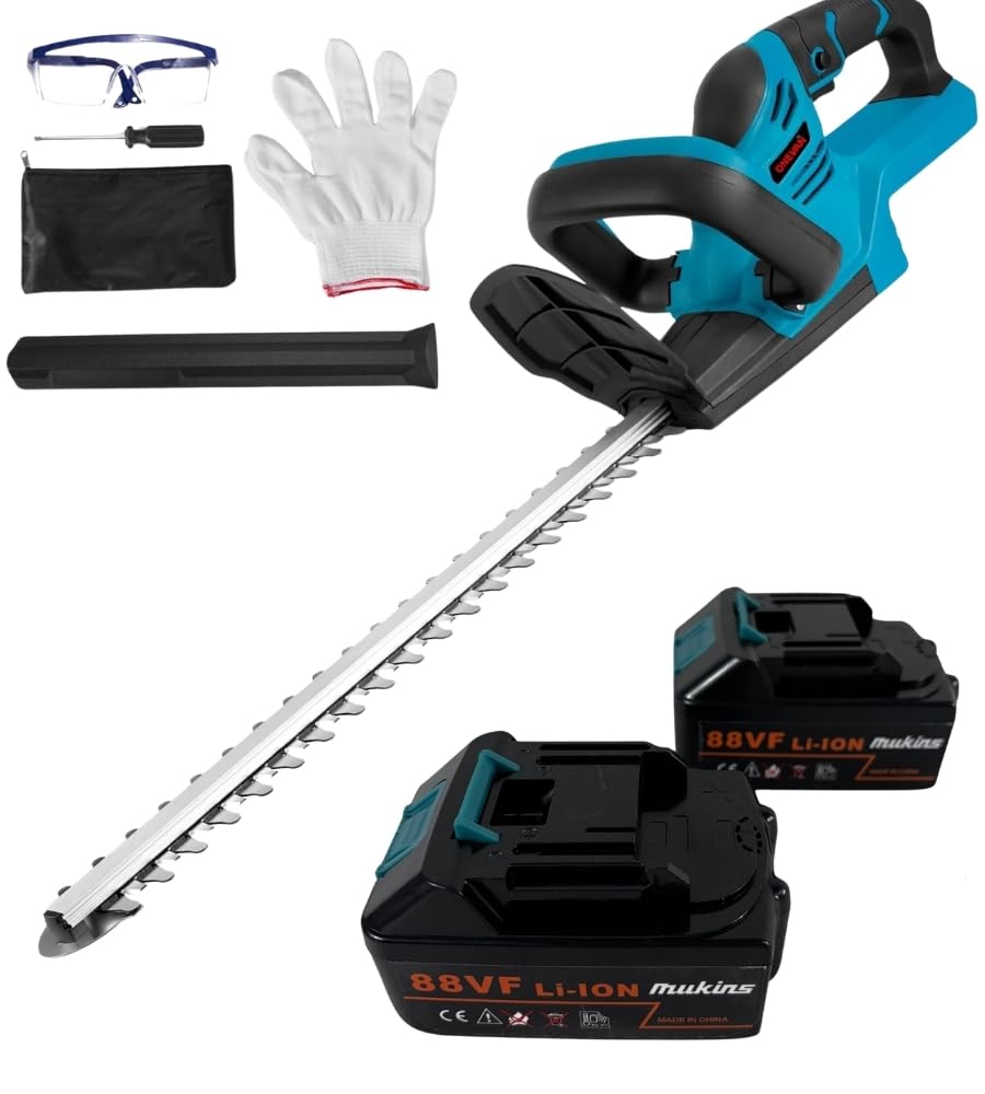 Tagliasiepi a Batteria 88V, Lama 55 cm | 2 Batterie 2000 mAh, Elettrico Senza Fili, Per Siepi, Arbusti e Giardino, Con Kit Accessori