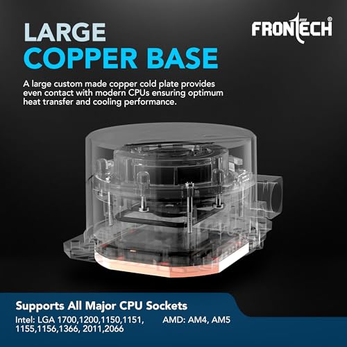 Image of Frontech 360mm AIO Liquid Cooler | ARGB Sync | 1800 RPM PWM Fans | Supports Intel LGA 1700 /1200 /115x, AMD AM4 /AM5 | 1 Year Warranty (CPF-0010)