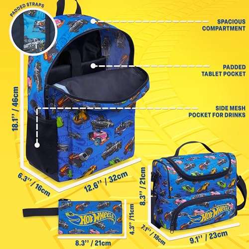 Get Trend Hot Wheels Boys Backpack, Lunch Bag & Pencil Case, 3 Piece Set by Get Trend - Used condition - Image 3