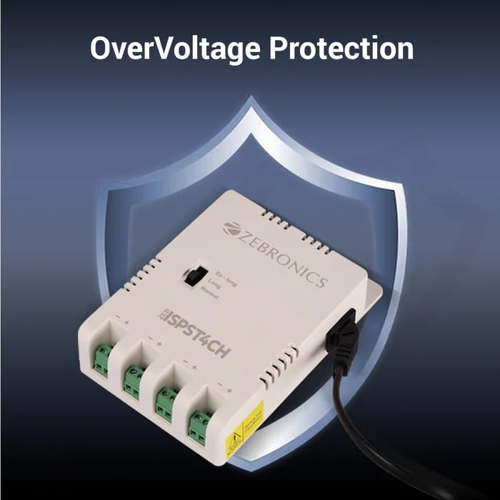 Image of ZEBRONICS 4 Channel CCTV Power Supply SMPS, 12V SMPS Adapter with LED Indicators, Overload, Over Voltage and Short Circuit Protection, for CCTV Camera, ISPST4CH