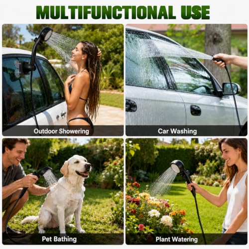 Ducha portátil ZEUSFIRE para camping con bomba recargable, balde plegable de gran capacidad, cabezal de ducha filtrado y kit para exteriores ideal para playa, senderismo, viaje, automóvil y mascotas miniatura 6