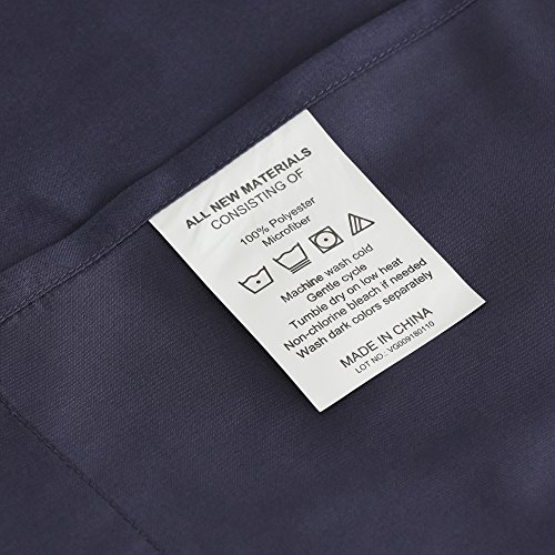Furinno Angeland Vienne 3-Piece Microfiber Bed Sheet Set, Twin, Navy Blue - image 4