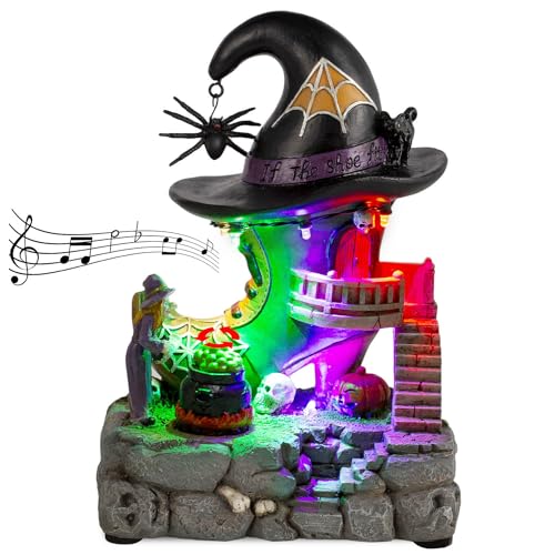Innodept12 R240917 Halloween Village Antique Witch Shoe Shop Lit Building House And Rotating Cauldron Bubble thumb #1