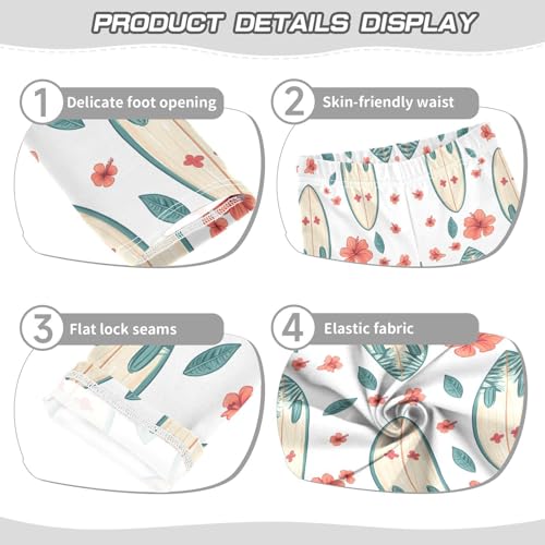 Surfboard Hibiscus Flower Girls Leggings Soft Stretch Workout Yoga Dance Pants for Kids Casual Tights3