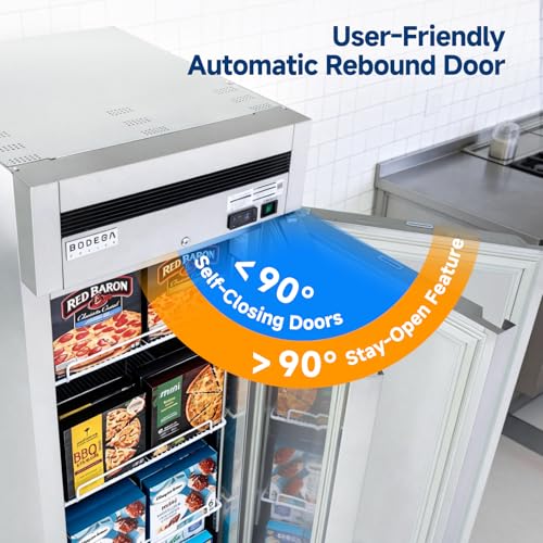 Image of BODEGACOOLER 23 Cu.Ft Reach-in Freezer, Stainless Steel Single Door -10℉-10℉ Commercial Upright Freezer for Restaurant, Cafe, Bar, Garage, Frozen Food Ice Cream Meat Storage