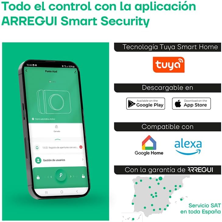 Man using smartphone to remotely open the Arregui SPIN UP lock
