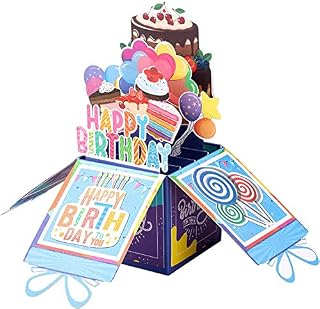 Giiffu 3D Birthday Pop Up Card, Children's day Happy Birthday Card, Handmade Birthday Cake Pop Up Greeting Card with Envelope, for Kids, Boy, Girl, Daughter, Son, Friend, Family, Teacher