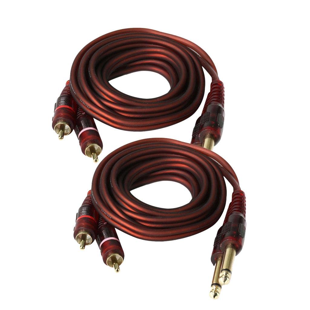 2 Pieces 1.5m 2 6.35mm Male to 2RCA Male Stereo Audio Cable Gold Plated-picture-19