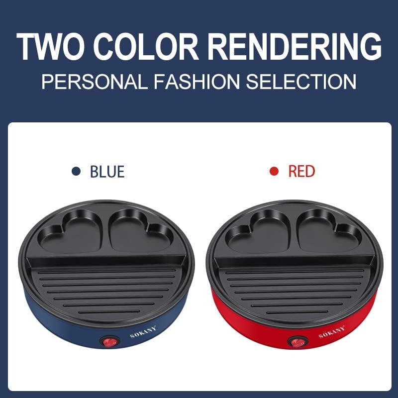 Two color options for the Sokany Electric Griller: blue and red.
