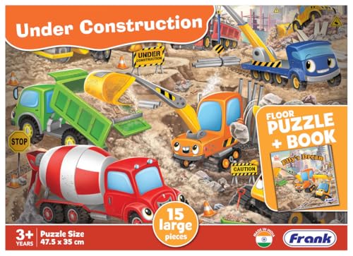 Image of Frank Under Construction Puzzle & Book | Fun & Educational 15-Piece Floor Puzzle with 'Elly's Dream' Storybook for Kids 3+ Years | Interactive Learning Toy for Fine Motor Skills & Early Development