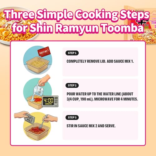 Image of Nongshim Shin Ramyun Toomba Noodles Square Bowl, Creamy Korean Mac and Cheese Style Noodles, Gentle Kick of Spice, Korean Stir Fry Style Instant Noodles, Microwaveable, 3.73 oz (Pack of 6)