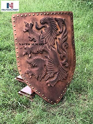 Nautical-Mart Lion Wooden Medieval Shield for Re-Enactment Halloween Costume or Display