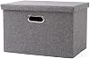 Foldable Storage Box Upholstered Storage Box Large Clothes Trash Storage Box for Wardrobe Bedroom, Gray