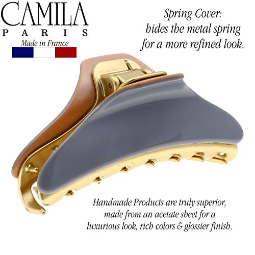 Camila Paris Cp1974 French Hair Clip For Women, Handmade Gray, Girls Hair Claw Clips Jaw Fashion Durable And Styling Hair Accessories For Women, Strong Hold No Slip Grip, Made In France #TOP20