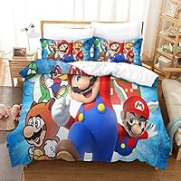 Parure Letto Super Mario Reversibile - Copripiumino 140x200 Cm E Federa, Poliestere Oeko-Tex