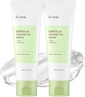 IUNIK Centella 70% Calming Gel Cream Vegan Non-Sticky Moisturizing Blemish Care w/Centella Asiatica Tea Tree 10% Soothes Acne Rosacea Oily & Sensitive Skin Korean Skincare BOGO 1+1
