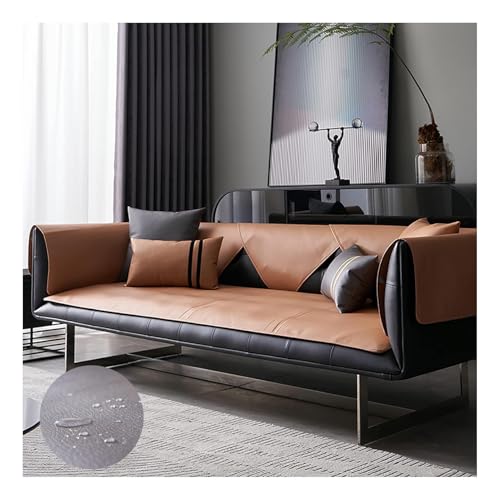 HonunGron Leder Sofabezug 1 2 3 4 Sitzer, rutschfest Sofa Überwurf, Universelle Wasserdicht L Form Sofa Abdeckung, Sofaüberwurf Sofaschoner für Hunde, Katzen, Haustiere (Braun,70x120cm)