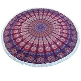 GURU SHOP R&es Indisches Mandala Tuch, Boho Tagesdecke, Picknickdecke, Stranddecke, R&e Tischdecke - Rot/lila, 180x180 cm